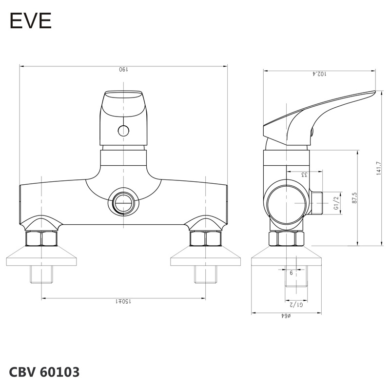 Mereo Eve CBV60103 sprchová nástenná batéria