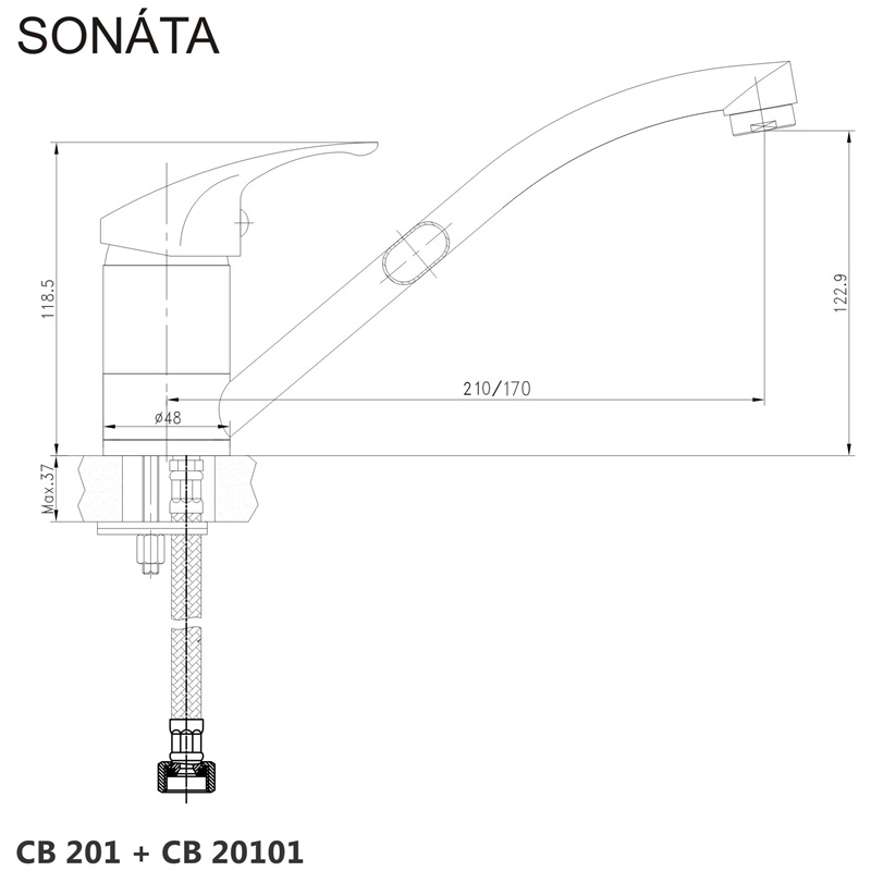 Mereo Sonáta CB20101N drezová stojanková batéria