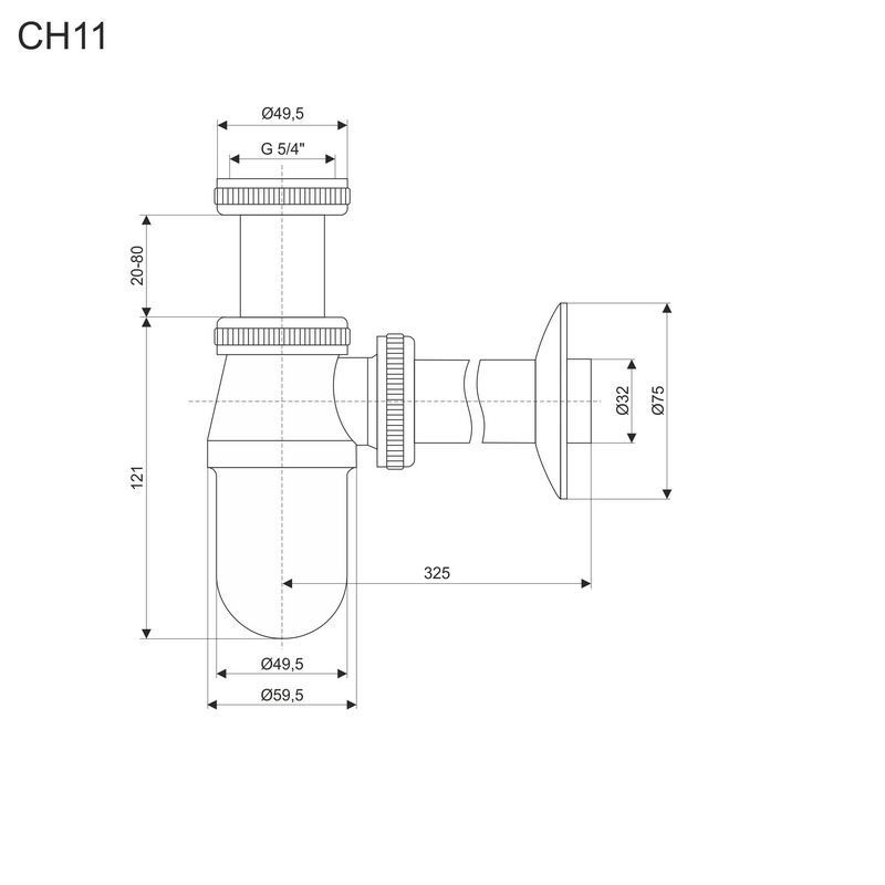 Mereo CH11 sifón umývadlový guľatý s prevlečnou maticou 5/4" x 32 mm