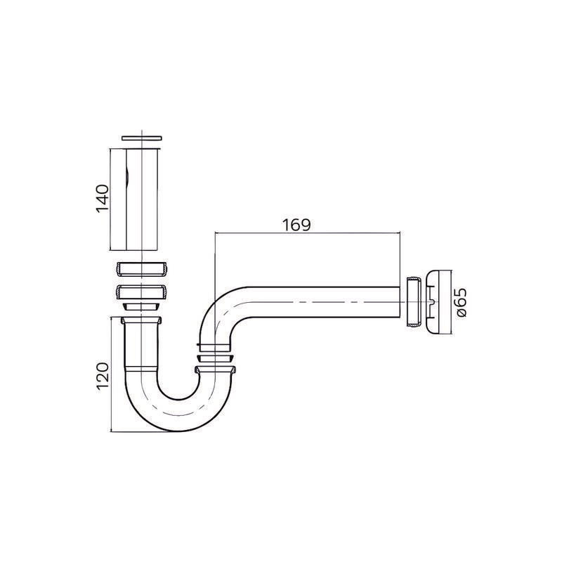 Mereo CH14 sifón umývadlový rúrkový s prevlečnou maticou 5/4" x 32 mm