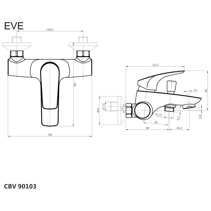 Mereo Eve CBV90103 vaňová batéria