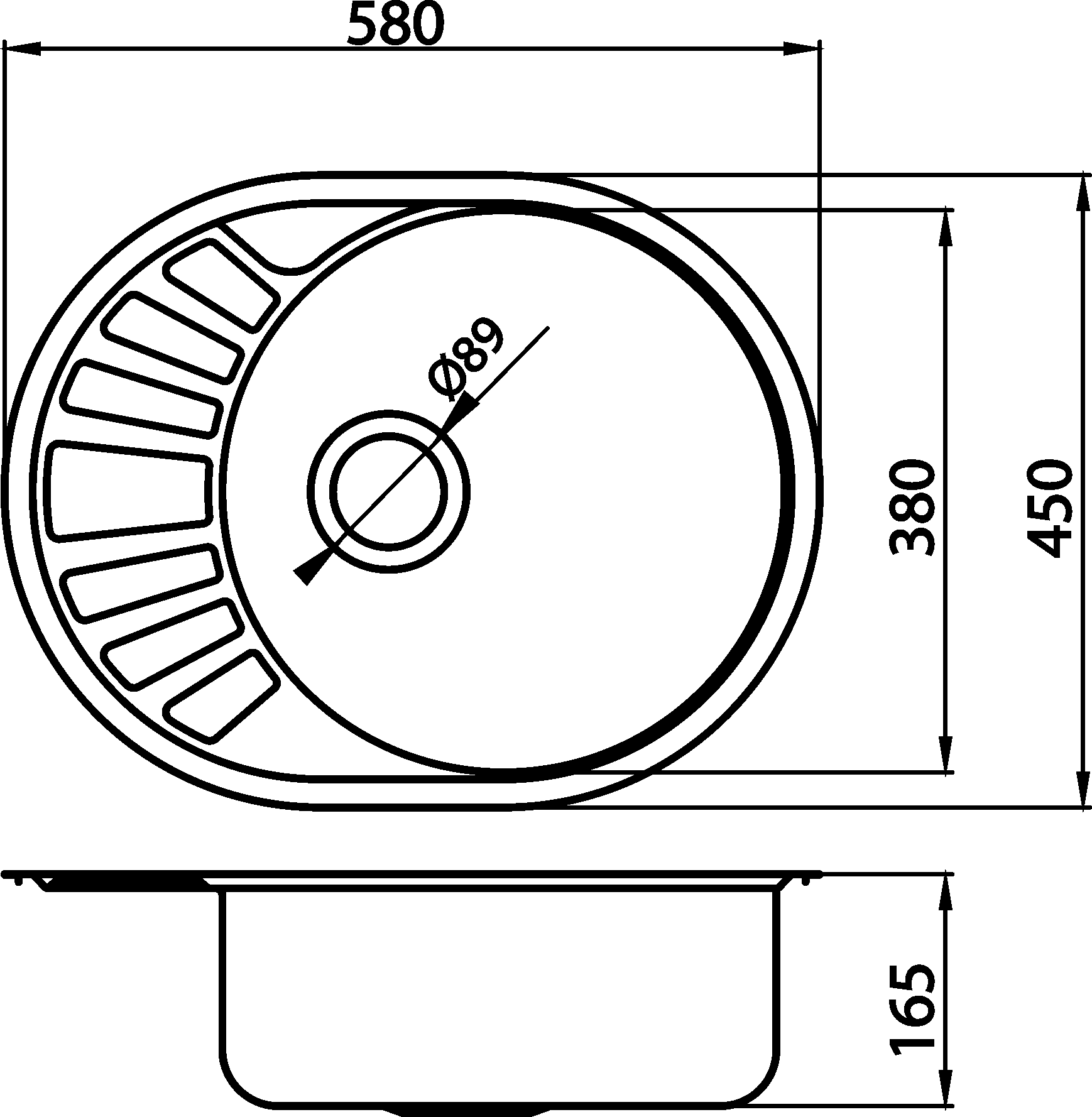 Novaservis DR45/58 drez 45x58 s odkvapom a prepadom nerez