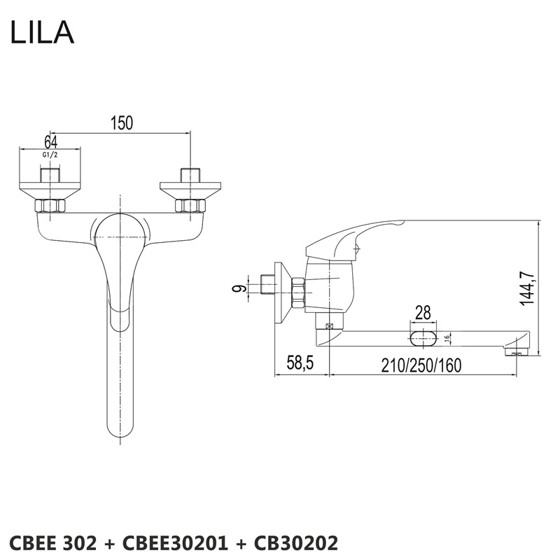 Mereo Lila CBEE302 drezová batéria 150 mm