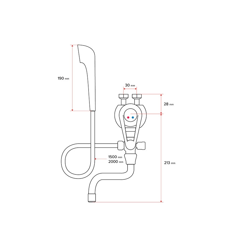 Mereo CBE301029M vaňová batéria páková pre nízkotlaké ohrievače, rameno 18 cm, hadica 200 cm