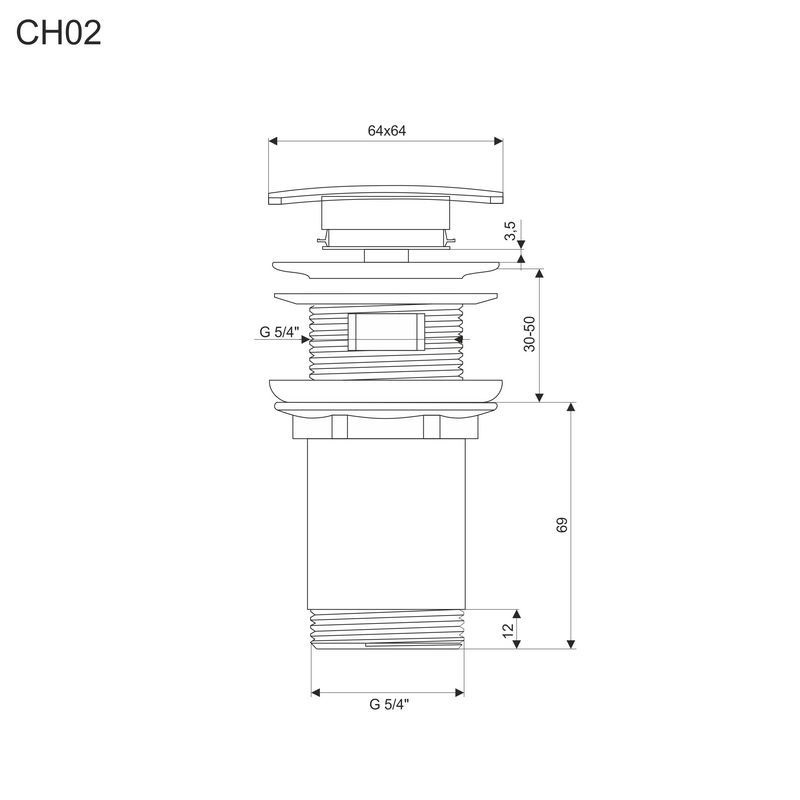 Mereo CH02 výpusť uzatváracia hranatá CLIC-CLAC 5/4"