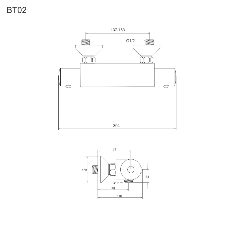 Mereo BTS02 sprchový set - termostatická batéria + sprchová súprava CB900D