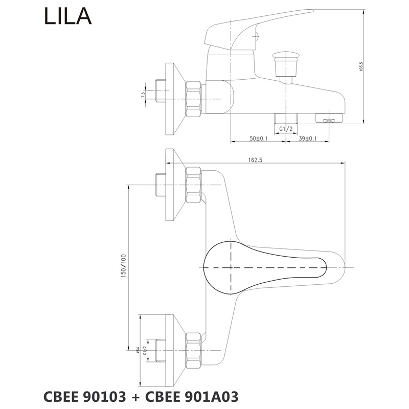 Mereo Lila CBEE90103 vaňová batéria 150 mm
