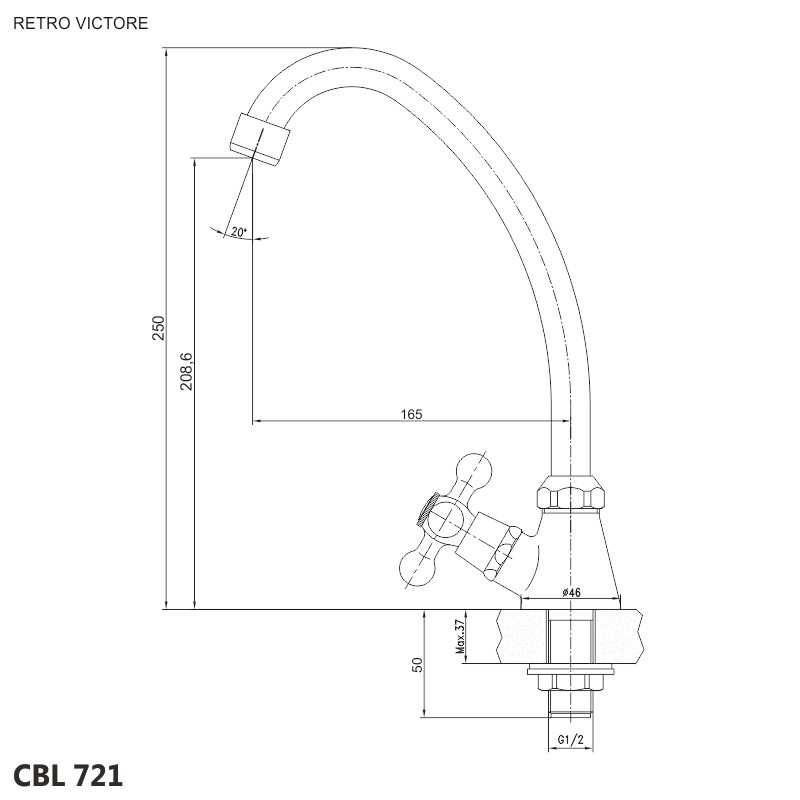 Mereo Retro Viktorie CBL721 drezová batéria na studenú vodu