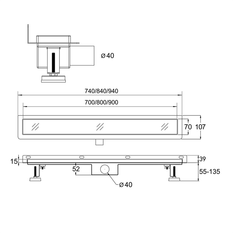 Mereo CZ173 odtokový sprchový žľab k stene STRIP 90 cm