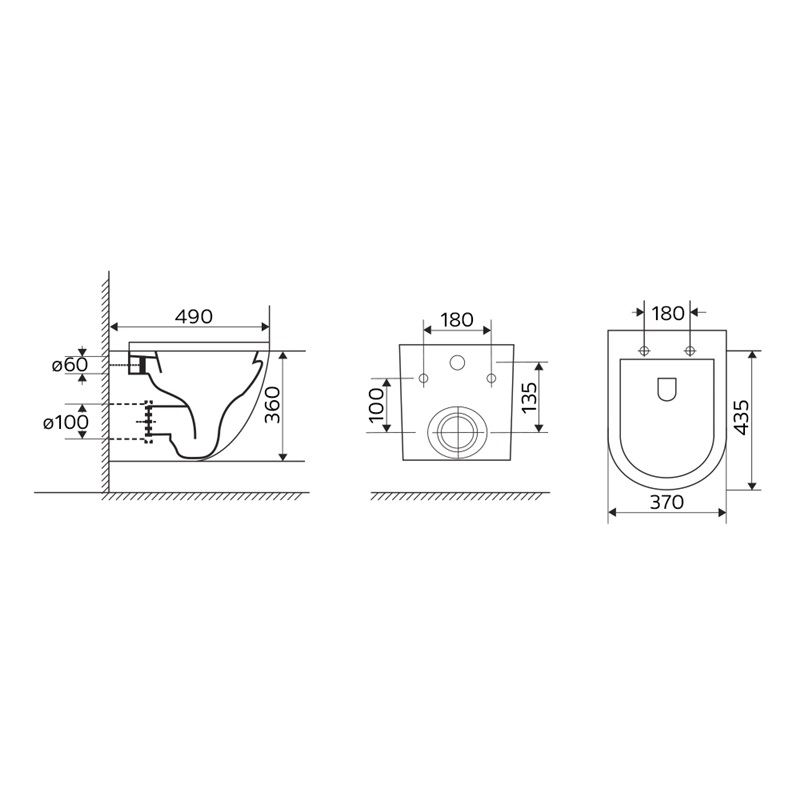 Mereo VSD82S WC závesné, RIMLESS, 490x370x360, keramické, vrátane sedátka CSS113S