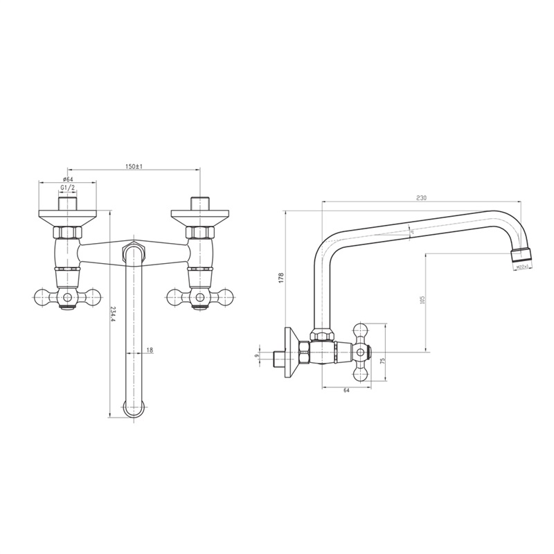 Mereo Retro Viktorie CBL30104 drezová nástenná batéria 150 mm