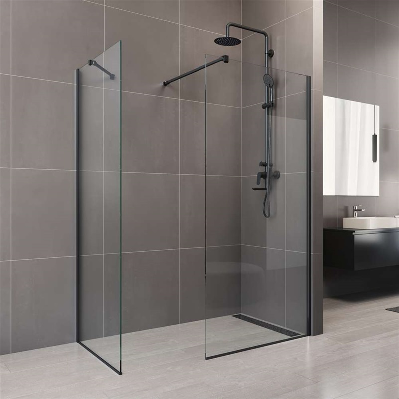 Mereo Novea CK10607HB sprchová stena WALK IN 130 x 200 cm, čierna, sklo Číre