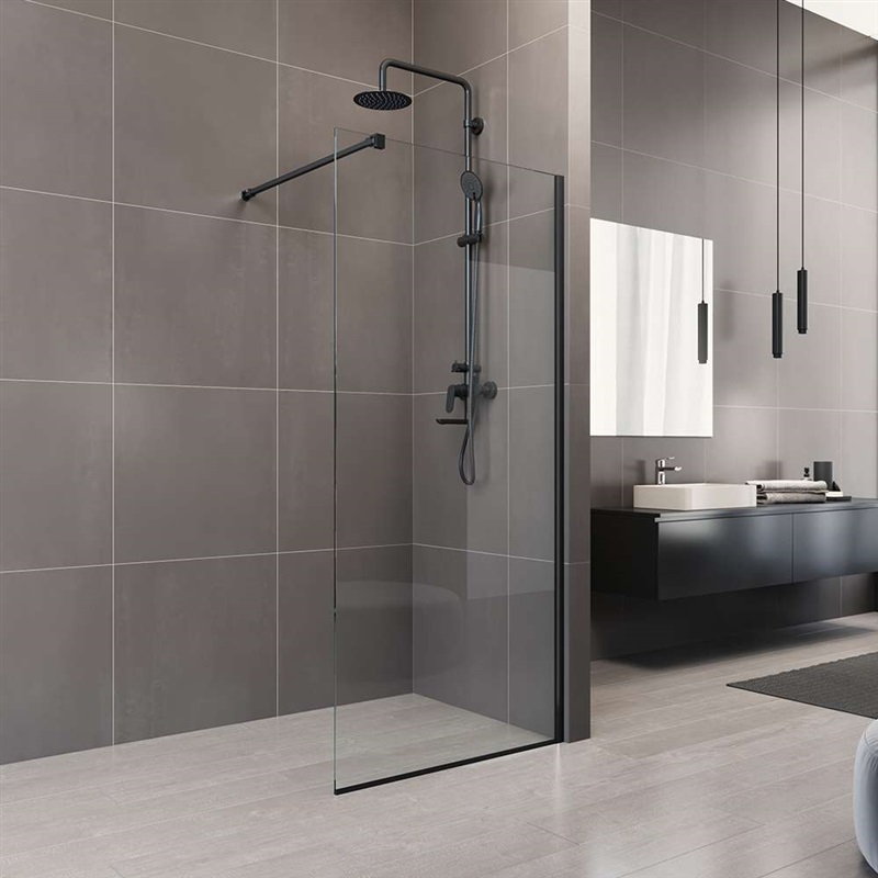 Mereo Novea CK10607HB sprchová stena WALK IN 130 x 200 cm, čierna, sklo Číre