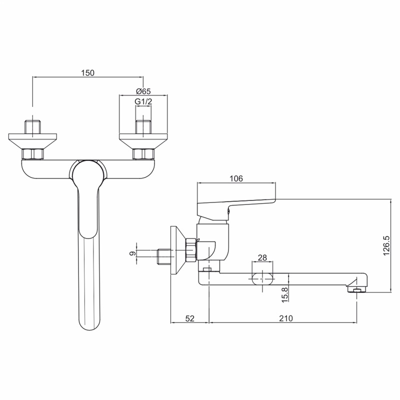 Mereo Zuna CB30201Z drezová nástenná batéria, 150 mm