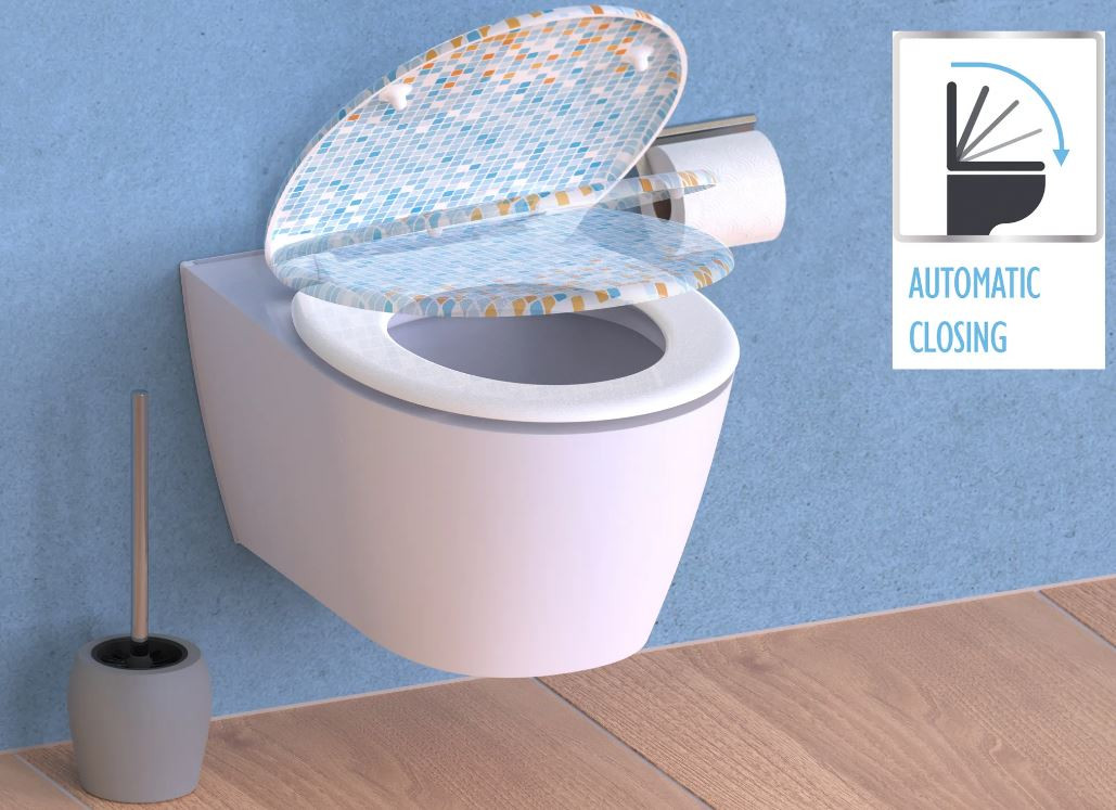 Schütte Mosaik Blau-Orange WC sedátko duroplast, Soft Close