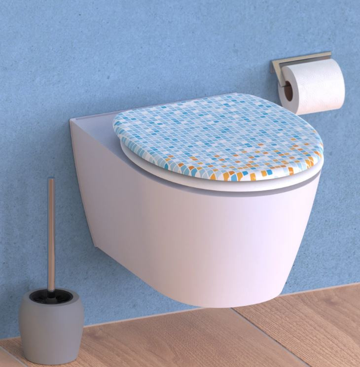 Schütte Mosaik Blau-Orange WC sedátko duroplast, Soft Close