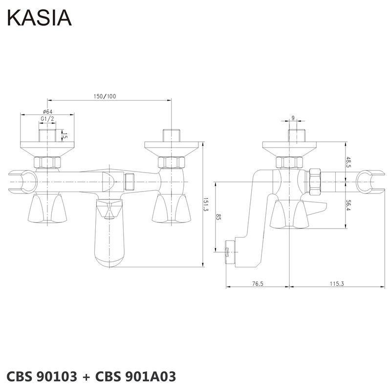 Mereo Kasia CBS90103 vaňová batéria 150 mm