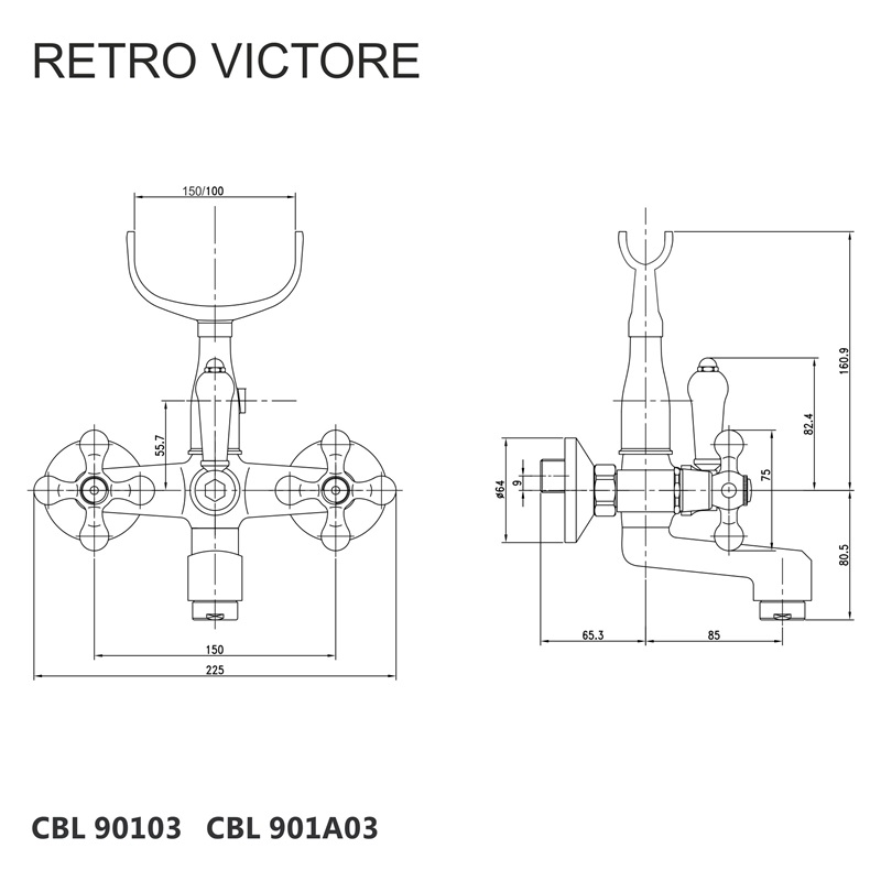 Mereo Retro Viktorie CBL90103 vaňová batéria 150 mm