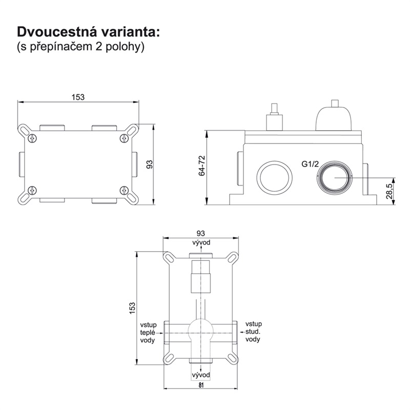 Mereo Dita CBE60106DB vaňová batéria podomietková, oválny kryt