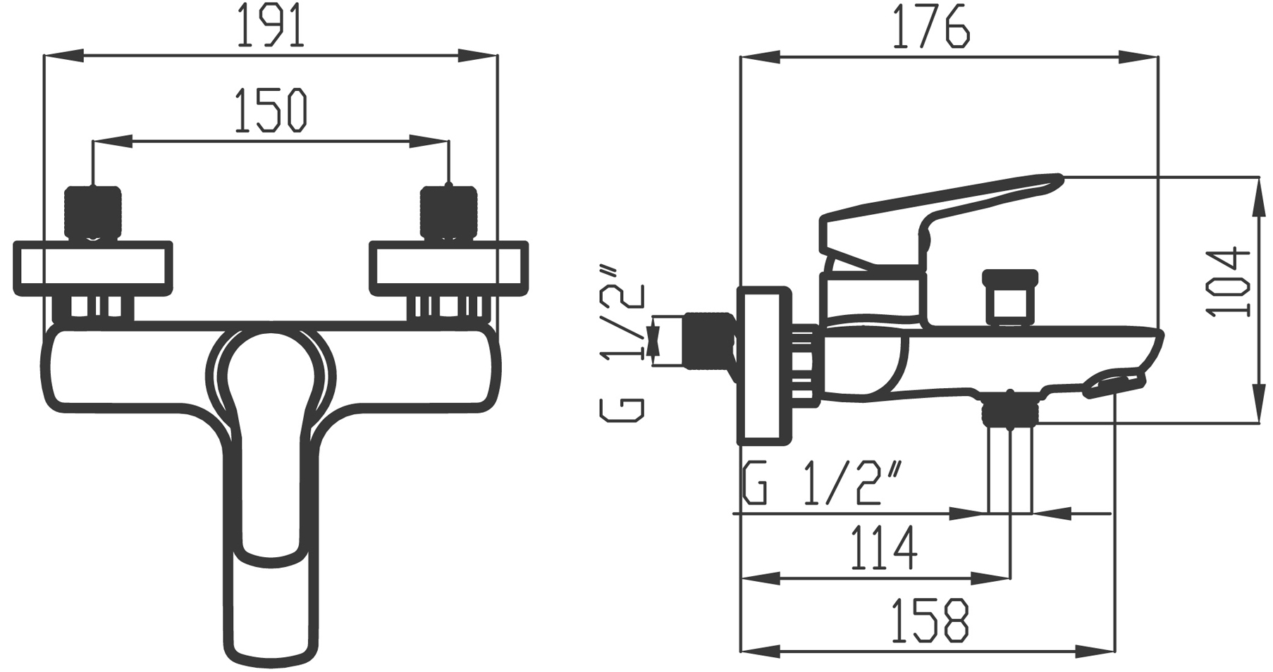 Novaservis Metalia 54 54020/1,0 vaňová batéria bez príslušenstva 150 mm