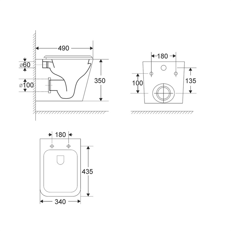 Mereo VSD83S WC závesné kapotované, RIMLESS, 490x340x350 vrátane sedátka