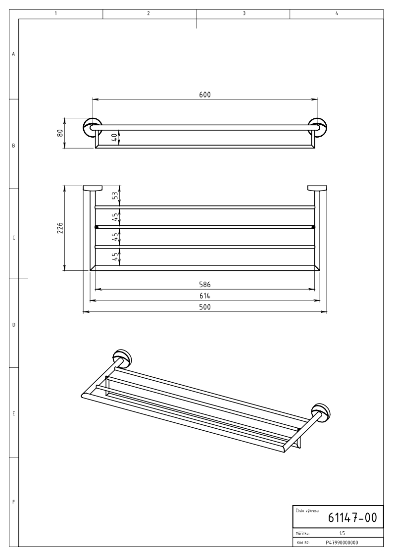 Novaservis Metalia 11 0147,0 uterákov so závesom 650 mm