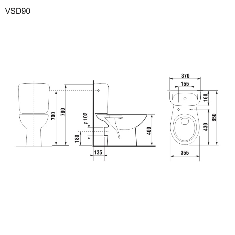 Mereo VSD90 WC kombi, zadný odpad s armatúrou