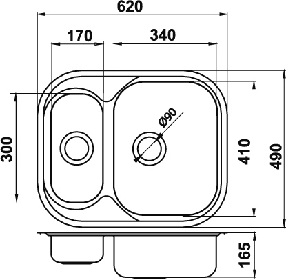 Novaservis DR49/62 drez 49x62 1+1/2 s odkvapom a prepadom nerez