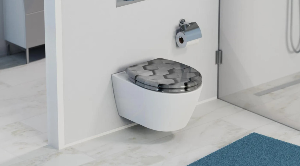 Schütte Grey Hexagons WC sedátko duroplast, Soft Close