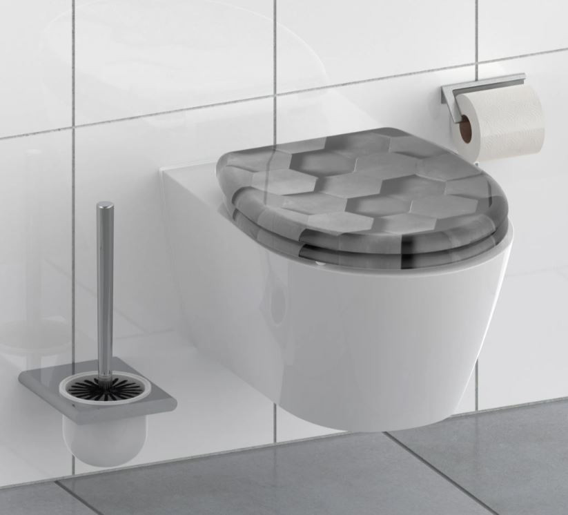 Schütte Grey Hexagons WC sedátko duroplast, Soft Close