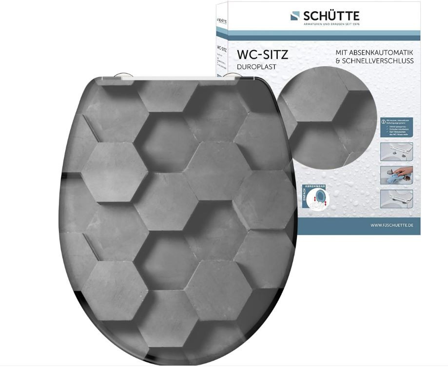 Schütte Grey Hexagons WC sedátko duroplast, Soft Close