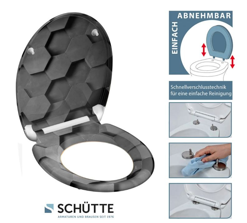 Schütte Grey Hexagons WC sedátko duroplast, Soft Close