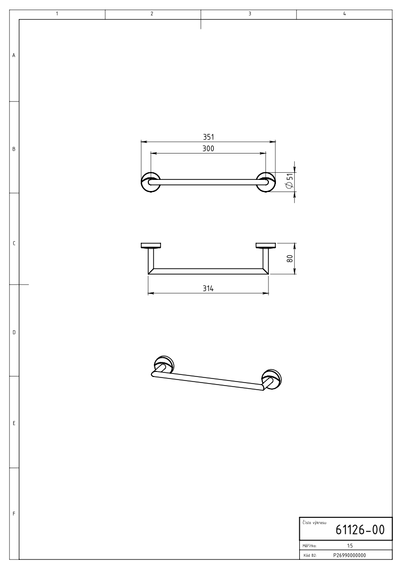 Novaservis Metalia 11 0126,0 držiak uterákov 350 mm
