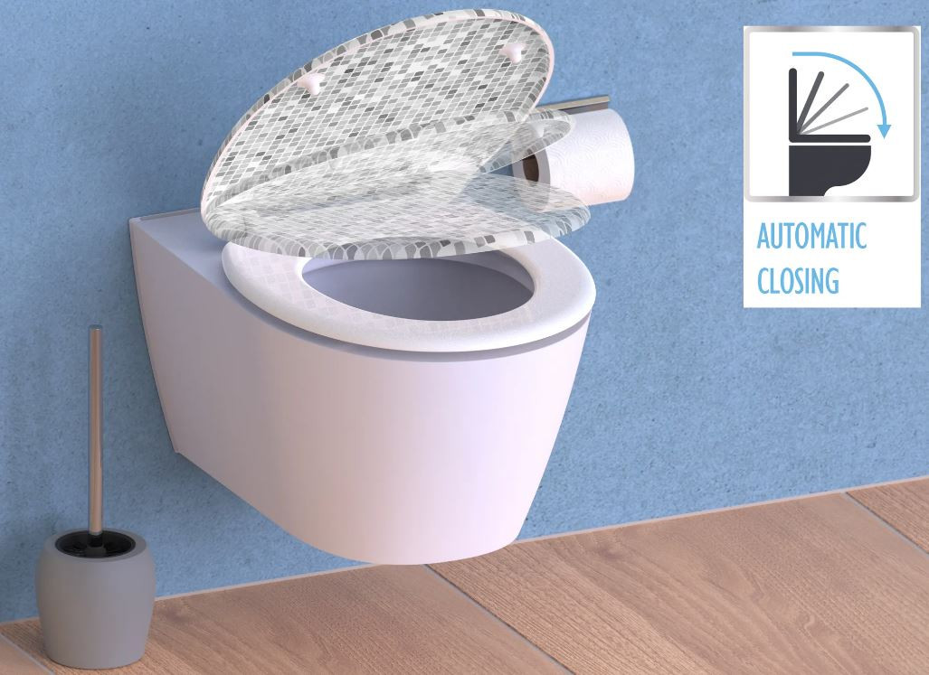 Schütte Mosaik Grau WC sedátko duroplast, Soft Close