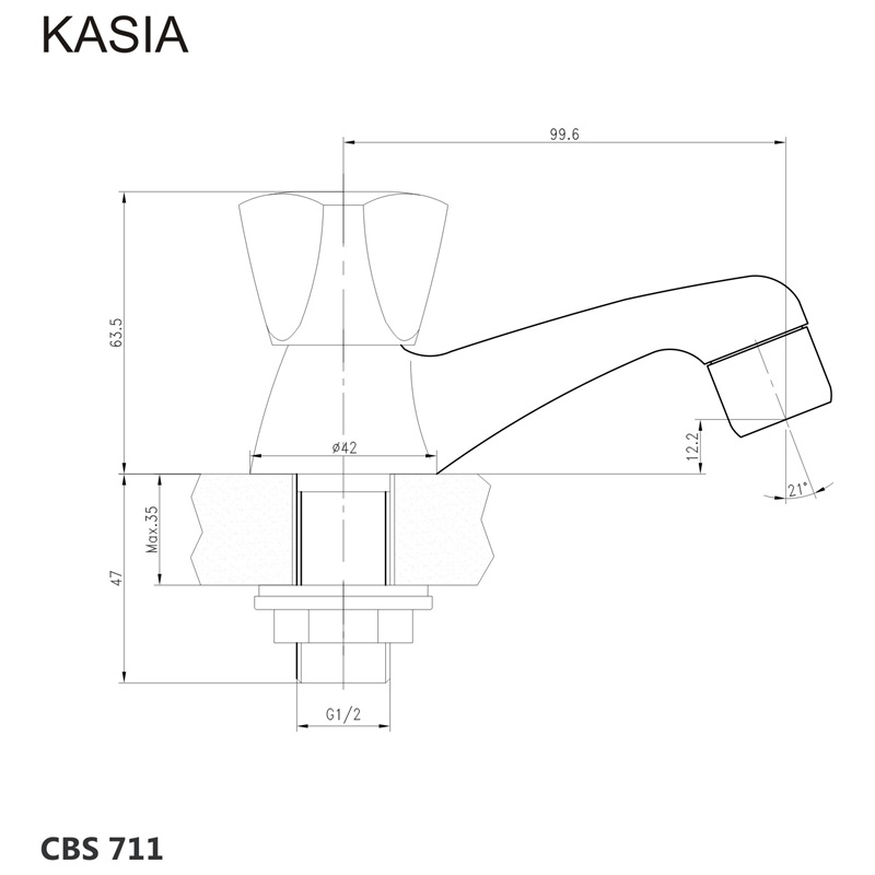 Klum CR38A rohový ventil 1/2"x1/2" pákový