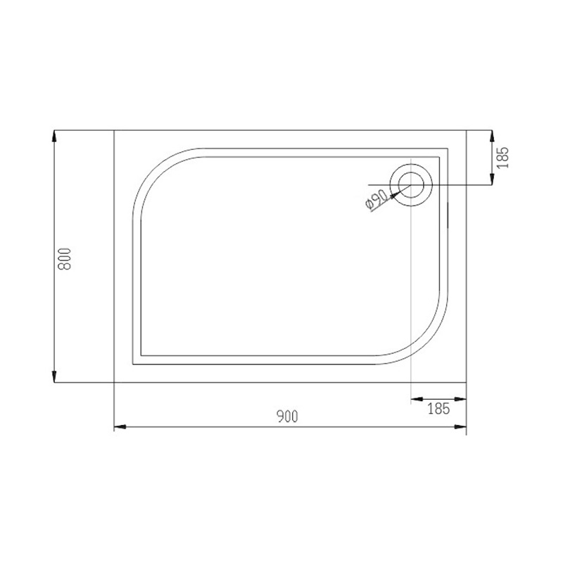 Mereo CV74M sprchová vanička, 90x80x3 cm, liaty mramor