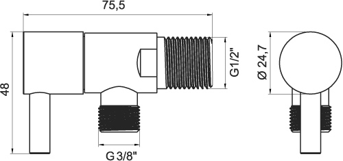 Novaservis Z295-BL rohový ventil keramický s krytkou a kovovou pákou 1/2x3/8