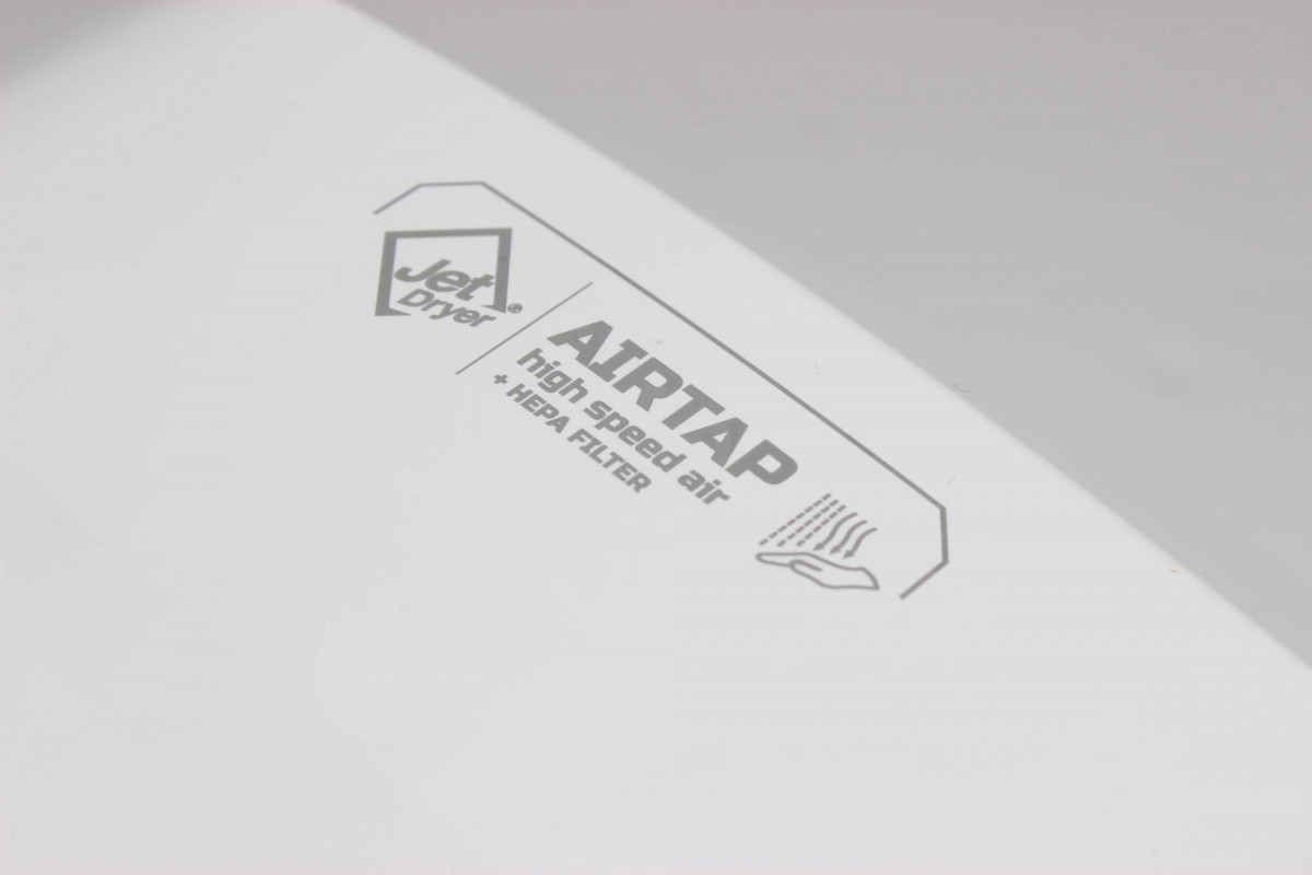 Jet Dryer Airtap hranatý lesklý chróm sušič s automatickou vodovodnou batériou