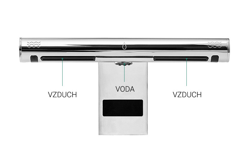 Jet Dryer Airtap hranatý lesklý chróm sušič s automatickou vodovodnou batériou