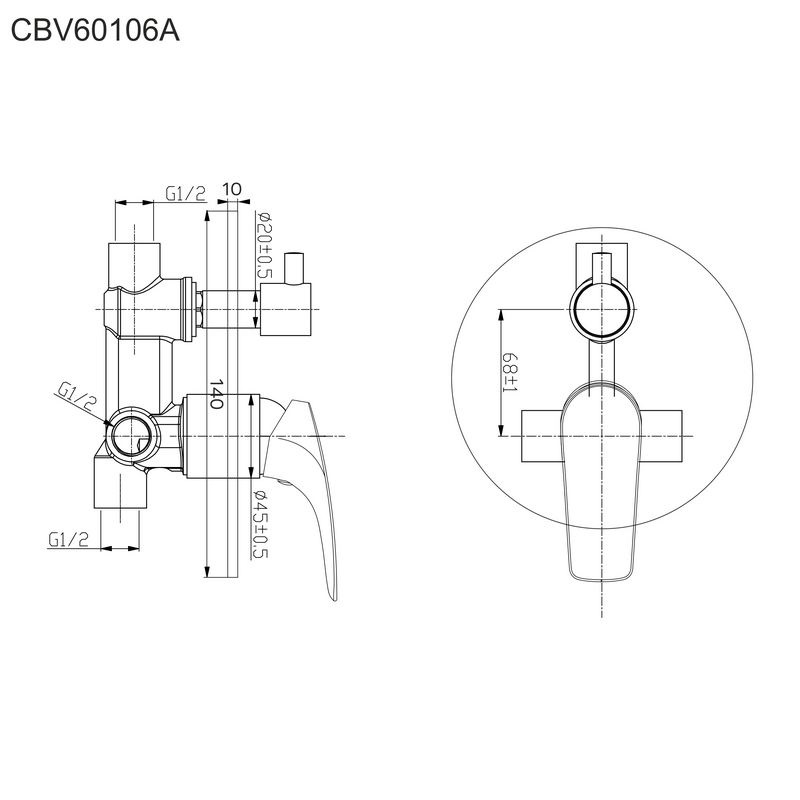 Mereo Eve CBV60106A vaňová batéria podomietková, guľatý kryt