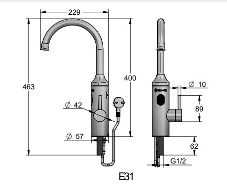 Elíz E 31 vodovodná batéria s elektrickým ohrevom vody