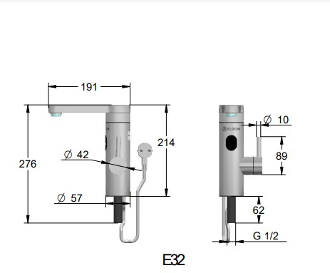 Elíz E 32 vodovodná batéria s elektrickým ohrevom vody