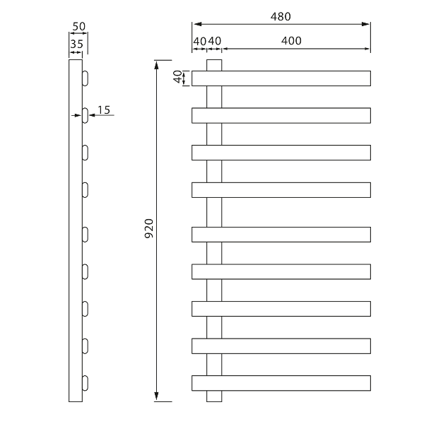 Elcor EB460 elektrický sušiak uterákov 480x920x50mm, 128W, čierny matný