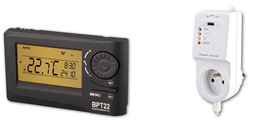 Elektrobock BPT22-3-5 bezdrôtový termostat čierny