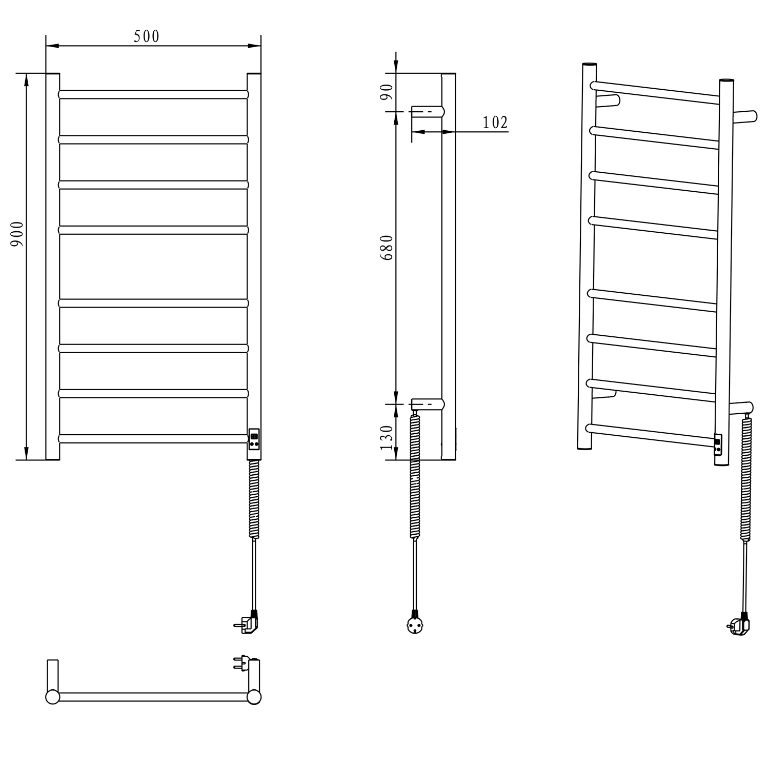 Redondo ER220T elektrický sušiak uterákov, okrúhly, 500x900mm, 75W, nerez, časovač