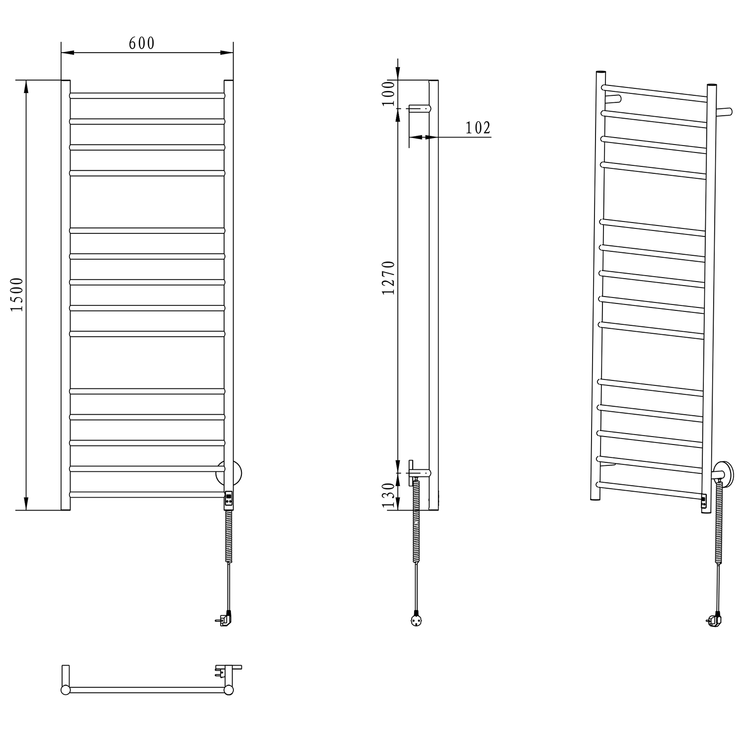 Redondo ER250T elektrický sušiak uterákov, okrúhly, 600x1500mm, 130W, nerez