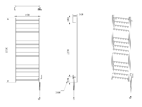 Eskinado ER450V elektrický sušiak uterákov, hranatý, 600x1500 mm, 130 W, leštená nerez