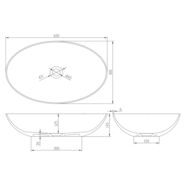 Formigo FG026 betónové umývadlo 60x14,5x40,5 cm, antracit