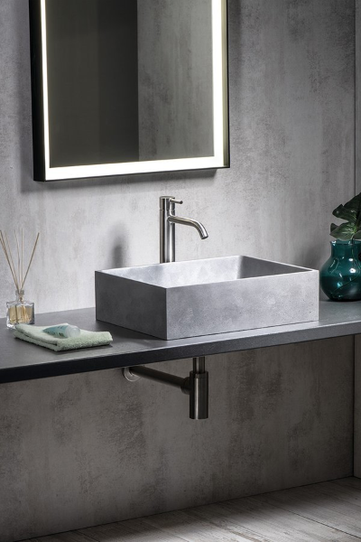 Formigo FG112 betonové umývadlo 47,5x14x36,5 cm, striebro