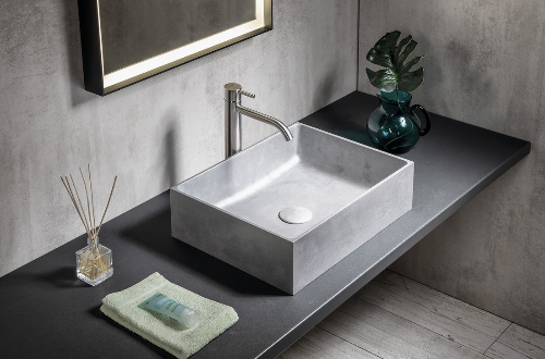 Formigo FG112 betonové umývadlo 47,5x14x36,5 cm, striebro